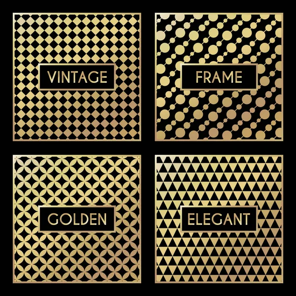 Arany vintage minta-fekete háttér — Stock Vector
