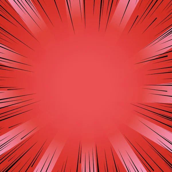 Manga stripverhaal flash rode explosie radiale lijnen achtergrond. — Stockvector