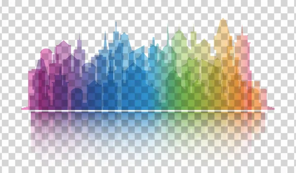 Paysage urbain icône colorée sur fond transparent. Silhouette Skyline — Image vectorielle