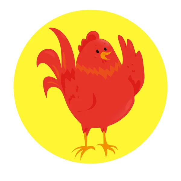 Cartoon chinese zodiac fire rooster. — Stock Vector