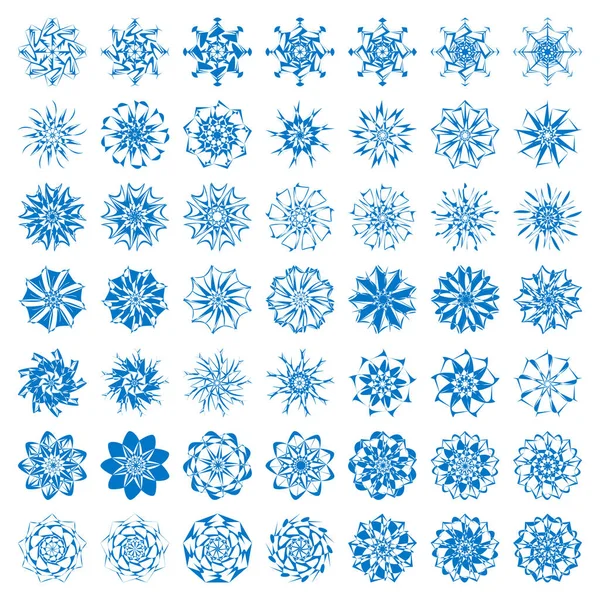 Collection of elegante stylish snowflakes isolated on white background — Stock Vector