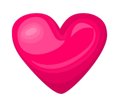 Beyaz arka plan üzerinde izole sevimli parlak pembe kalp simgesi