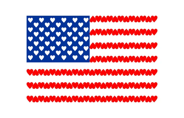 미국 국기의 사랑 흰색 배경에 고립. — 스톡 벡터