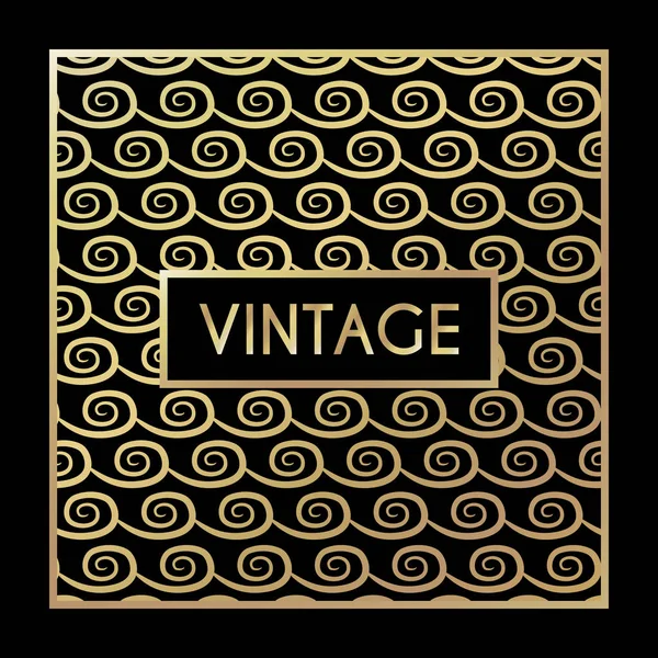 Golden vintage pattern on black background — Stock Vector