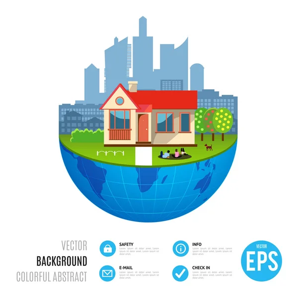 Városi otthoni föld elméletét. Vektoros illusztráció — Stock Vector
