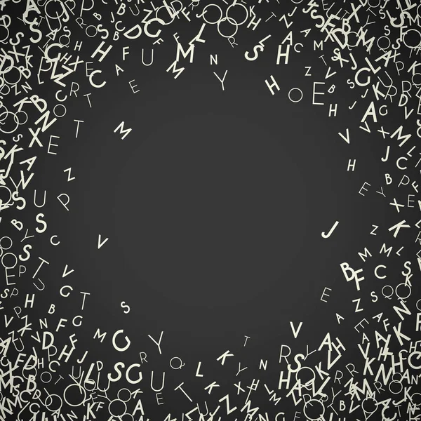Abstrakte weiße Buchstabenornament Rahmen isoliert auf schwarzem Hintergrund — Stockfoto