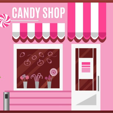 Candy shop bir pembe renkte. Düz tasarım