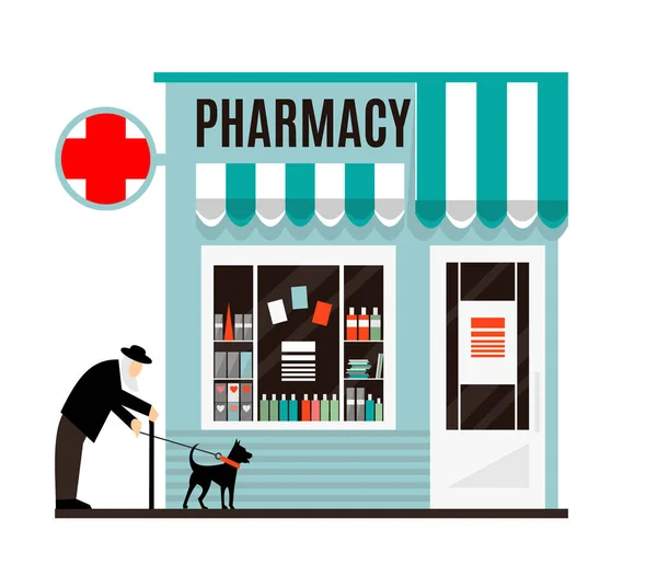 Εικονίδιο κατάστημα φαρμακείο που απομονώνονται σε λευκό φόντο. — Φωτογραφία Αρχείου