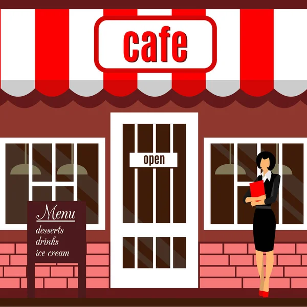 Restaurant or cafe illustration in flat style. — Stock Photo, Image