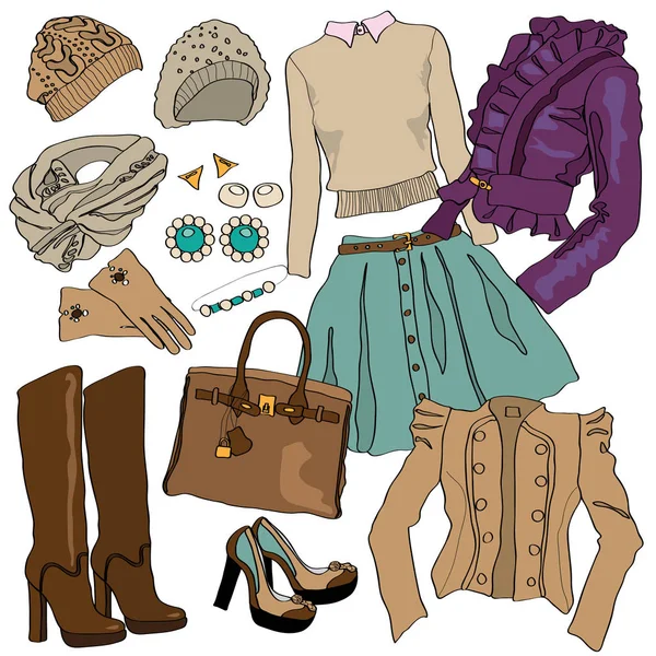 Illustration of female fashion collection clothes — Stock Photo, Image