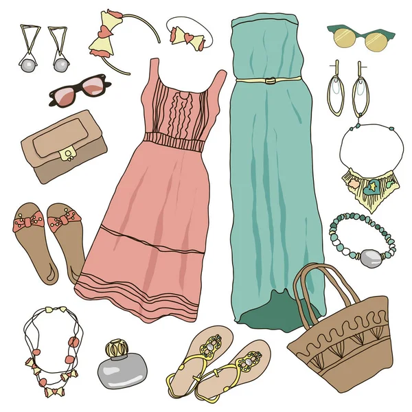 Colección de ropa de verano para mujeres y niñas jóvenes . — Foto de Stock