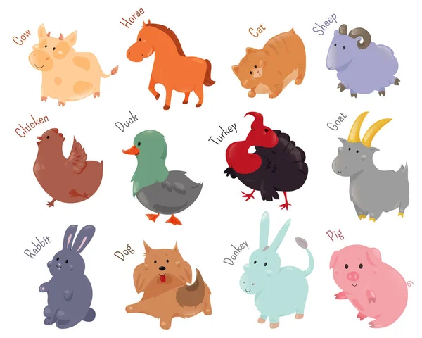 Conjunto de ícone de animal de fazenda bonito desenhos animados — Fotografia de Stock