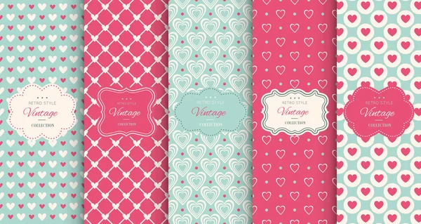 Pink heart seamless pattern background — Stock Vector