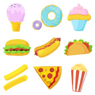 Şirin lokanta Icons set. Vektör çizim