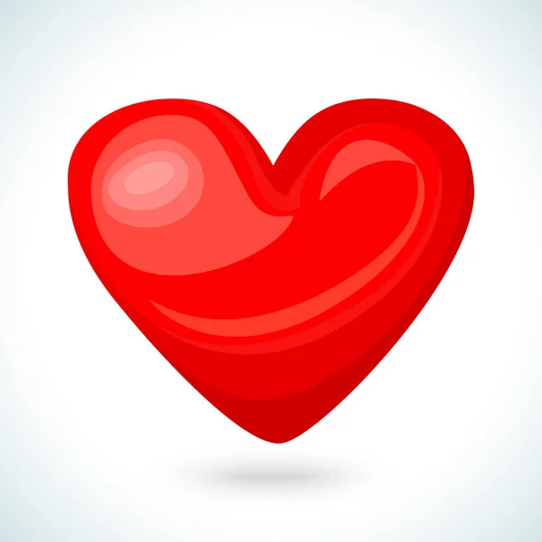 Söta blanka röda hjärtikonen isolerad på vit bakgrund — Stock vektor