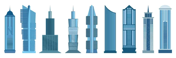 Ícones de arranha-céus isolados em fundo branco — Vetor de Stock