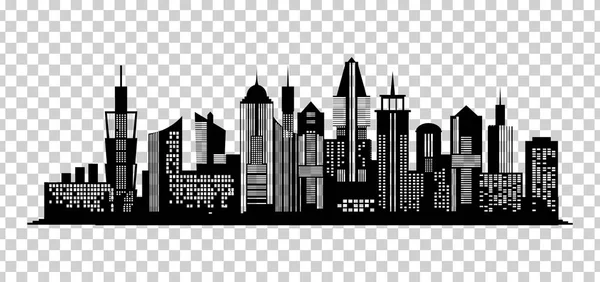 Icono negro Cityscape sobre fondo transparente — Vector de stock