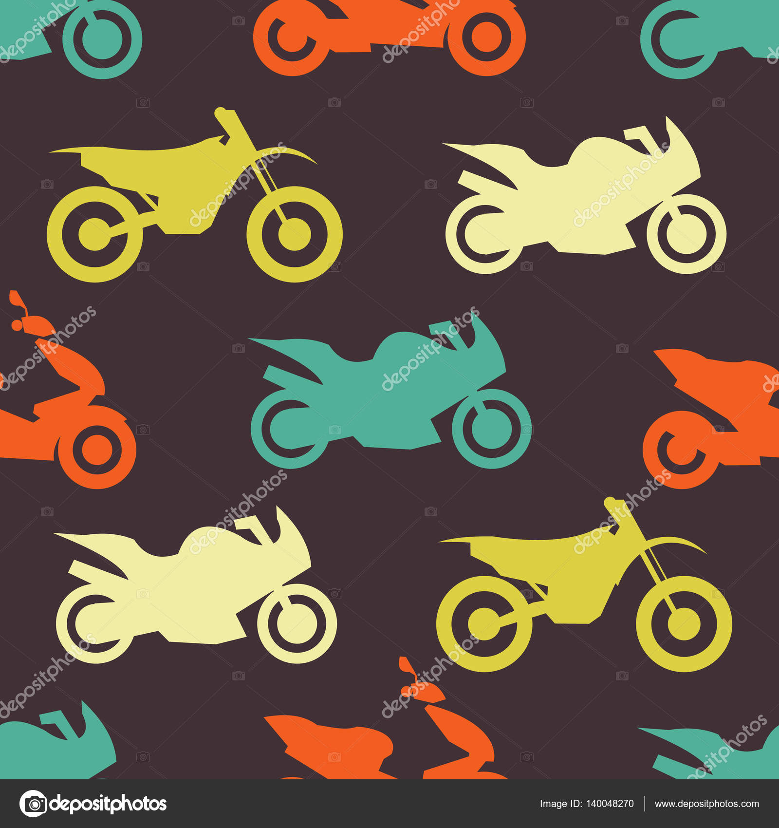 Retro motorcycle seamless pattern Stock Vector Image by ©Kannaa #140048270