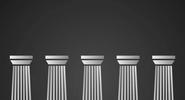 White marble pillars on black background