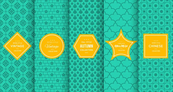 Vintage different vector seamless patterns. — Stock Vector