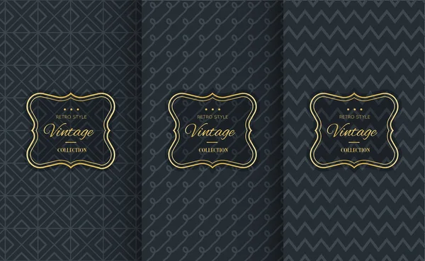 Golden vintage pattern on black background — Stock Vector