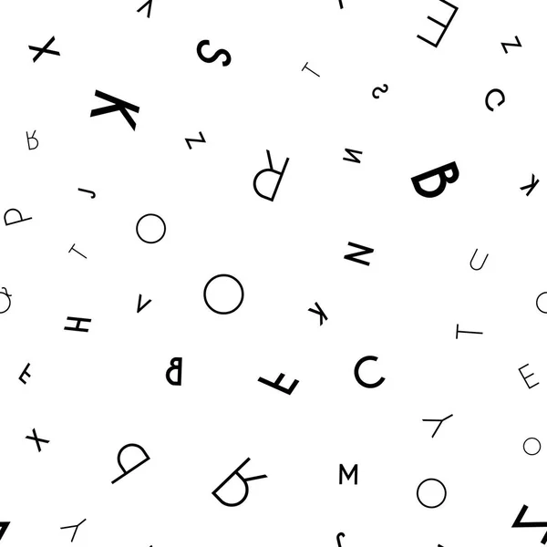 Lettre noire motif sans couture sur fond blanc — Image vectorielle