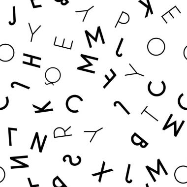 Beyaz arka planda siyah harf seamless modeli