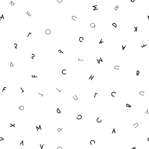 Lettre noire motif sans couture sur fond blanc — Image vectorielle
