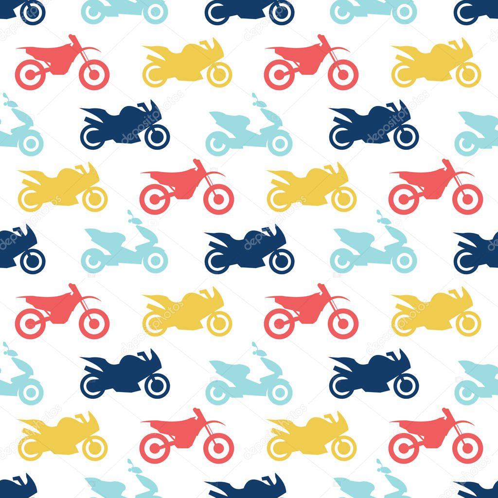 Retro motorcycle seamless pattern