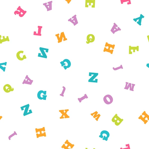 白地にカラフルな文字のシームレスなパターン — ストックベクタ