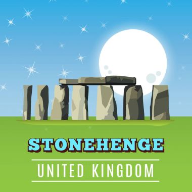 Beyaz arka plan üzerinde izole Stonehenge simgesi. Vektör çizim