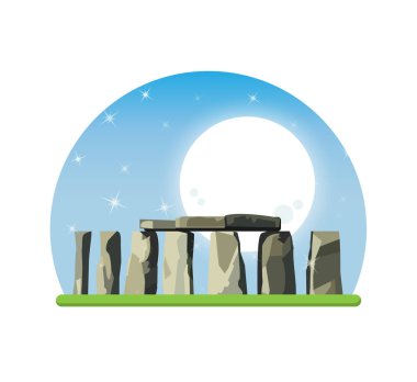 Beyaz arka plan üzerinde izole Stonehenge simgesi. Vektör çizim