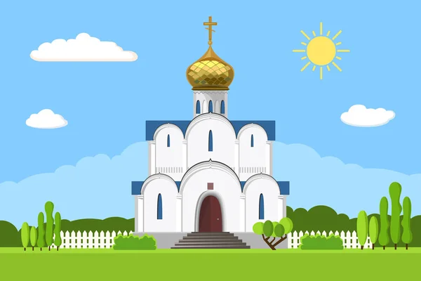 Ícone da igreja ortodoxa russa isolado no fundo branco — Vetor de Stock