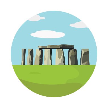 Beyaz arka plan üzerinde izole Stonehenge simgesi. Vektör çizim