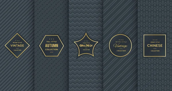 Золотой винтажный узор на черном фоне — стоковый вектор