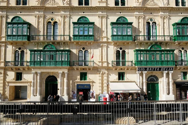 Vallettta Mlata 2020 Typical Maltese Architecture House Made Limestone Green — стоковое фото