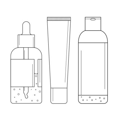 Krem, temel, serum, tonik, losyon ikonu. Web ve mobil için vektör illüstrasyonu, eps10.