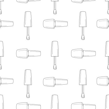 Kusursuz desenli tırnak cilası şişesi siyah beyaz renklerde. Pankart, el ilanı, poster veya yazdırma için doku, web siteleri, web tasarımı, beyaz arkaplan üzerinde mobil uygulama.