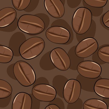 Kusursuz desen. Kahve çekirdeği. Yukarıdan bak. Vectron illüstrasyonu. Arkaplandan izole nesneler.