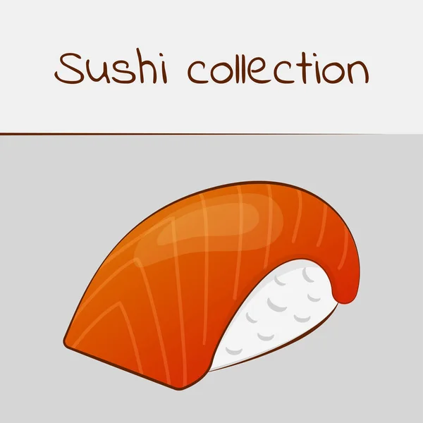 Collection Sushi Nigiri Art Multicolore Avec Trait — Image vectorielle