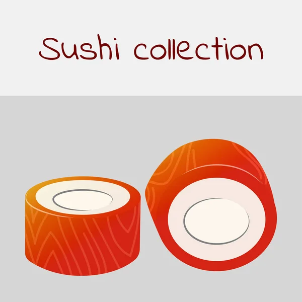 Colección de sushi. Filadelfia maki rollos. Arte multicolor sin golpe. Vector . — Vector de stock