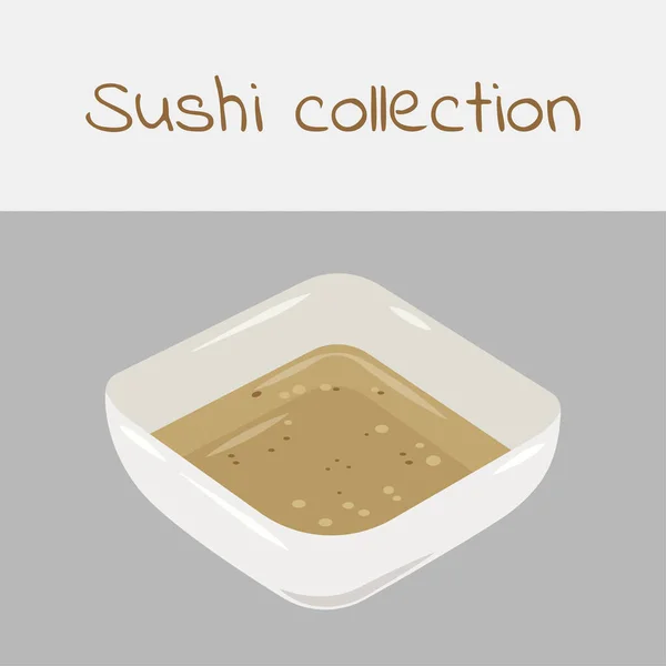 Collection Sushi. Sauce aux noix. Art multicolore sans un trait. Vecteur . — Image vectorielle