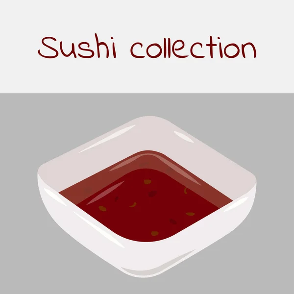 Coleção de sushi. molho de pimentão doce, molho de sriracha. Arte multicolorida sem um golpe. Vetor . — Vetor de Stock