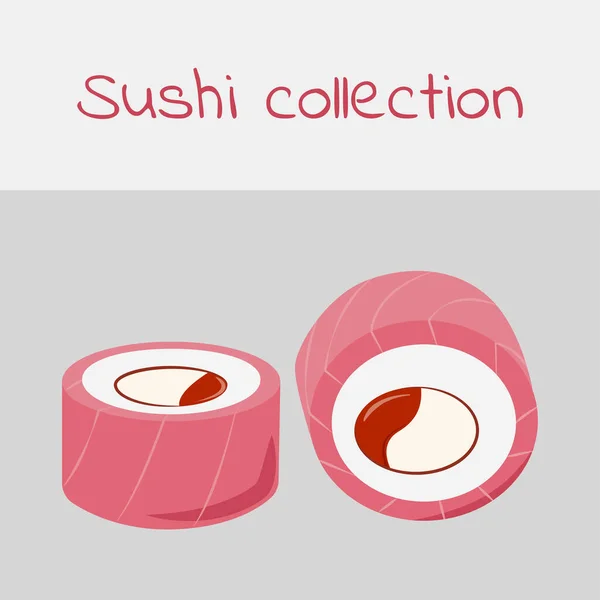 Sushi collection. Rolls. Multicolored art without a stroke. Vector. — Stock Vector