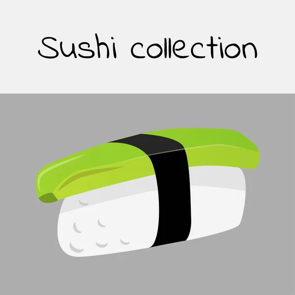 Colección de sushi. Aguacate nigiri. Arte multicolor sin golpe. Vector . — Vector de stock