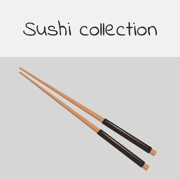 Coleção de sushi. Chopstick. Arte multicolorida sem um golpe. Vetor . — Vetor de Stock