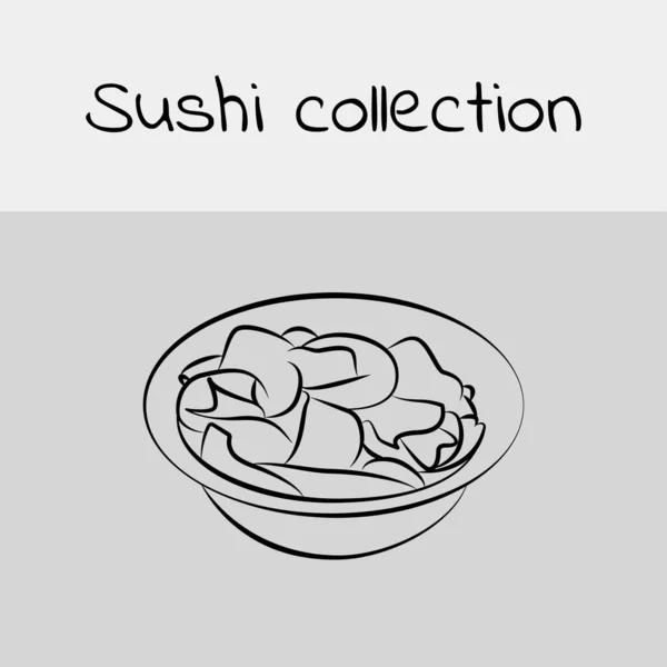 Sushi-Sammlung. Eingelegte Ingwer. Linienzeichnung, Symbol. Vektor. — Stockvektor