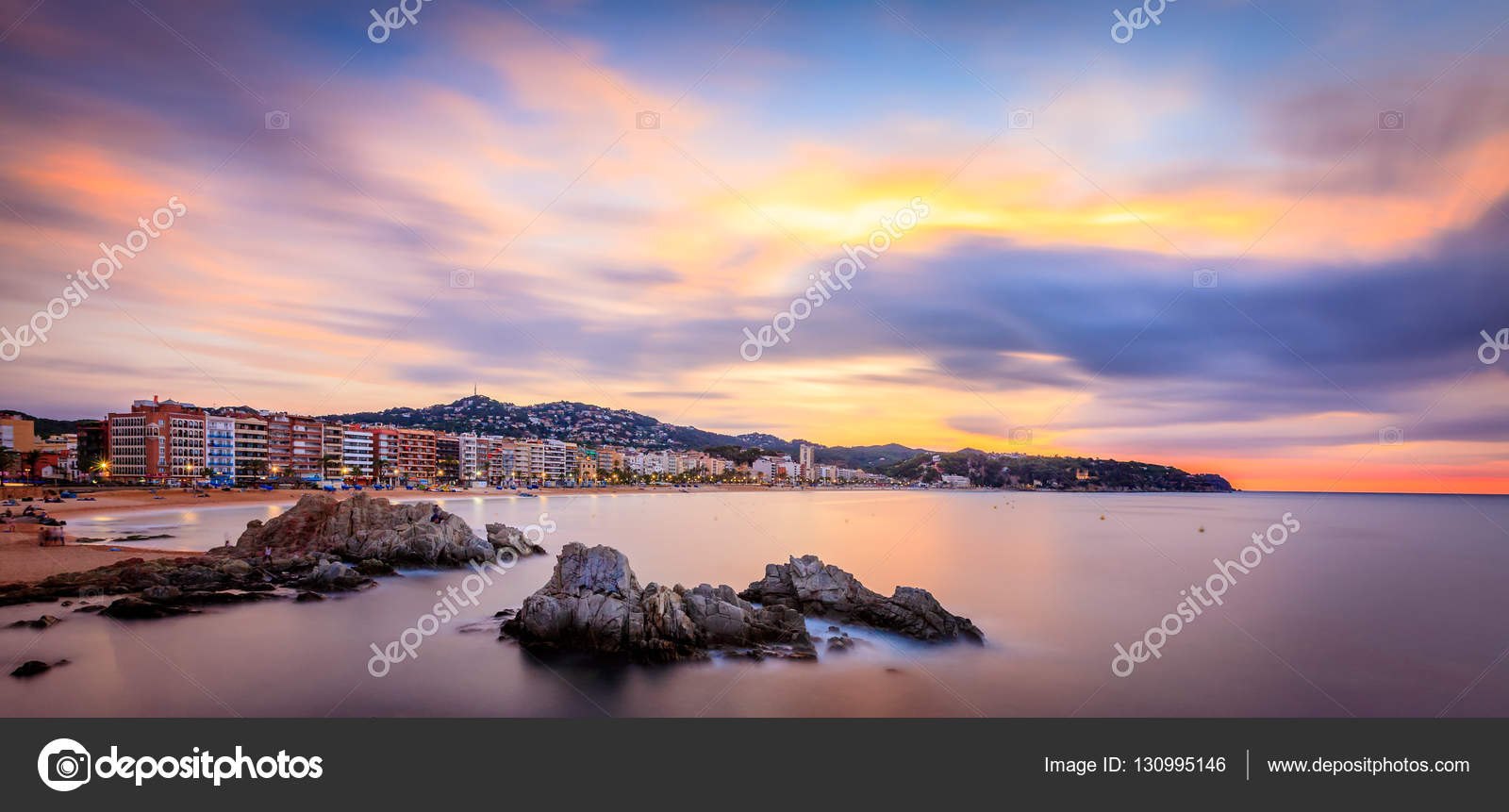 sunrise over lloret de mar spain costa brava ストック写真