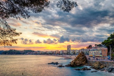 Sunset over Lloret de mar, Spain, Costa brava
