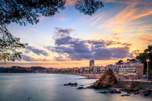 Sunset over Lloret de mar, Spain, Costa brava — Stockfoto